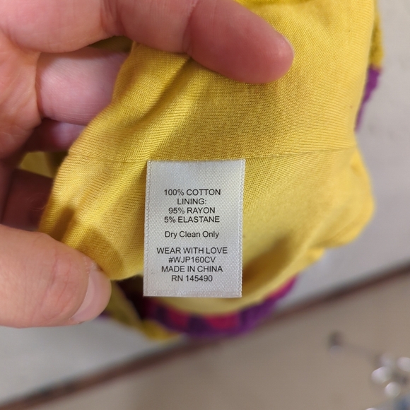 Electric & Rose Multicolor Crochet Zigzag Mini Dress Women's Size Large Vibrant - Picture 9 of 12